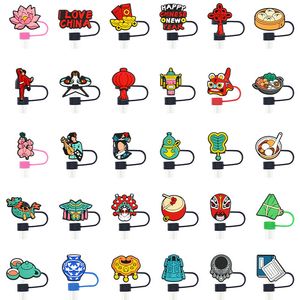 10mm Cute Cartoon PVC Straw Dustproof Cover Drinking Straws Plugs Reusab...