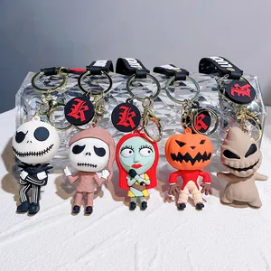 3D Cartoon Character Silicone Keyrings Personalized Pumpkin Head Ghost D...