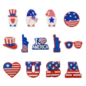 American Flag Shoe Charms For Crocs, Cute Shoe Accessories Pins For Croc...