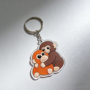 Clear Holographic Cute Cartoon Monkey Acrylic Key Chain