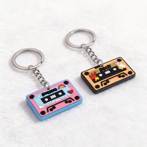 Logo Rubber Key Ring, Cute Vintage Pendant Bag Accessory Soft PVC Keychain