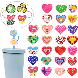 Customizable PVC Charm Straw Toppers For Tumblers And Cups