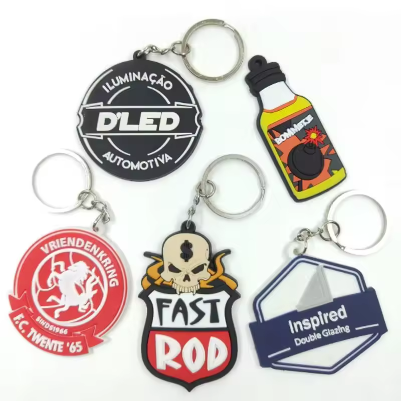 Durable PVC Rubber Keychains Soft Material Embossed Printing Brand Logo...