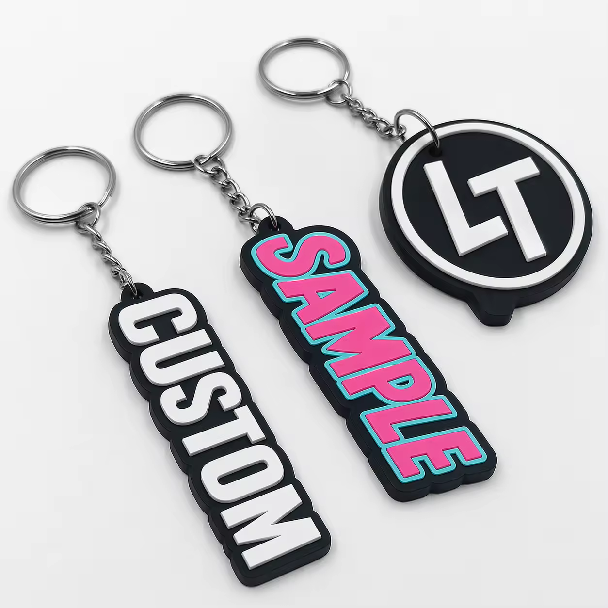 Soft Pvc Rubber Key Ring Key Chain Keychain , Rubber Silicone Pvc Key Ch...