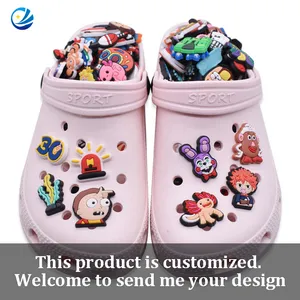 Fashion DIY Classic 3D PVC Accessory Women Men Black Clogs Bad Bunny Clo...