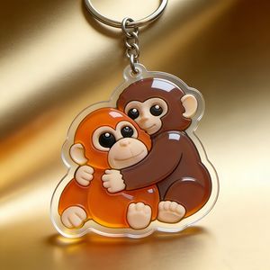 Clear Holographic Cute Cartoon Monkey Acrylic Key Chain DIY Acrylic Keyc...