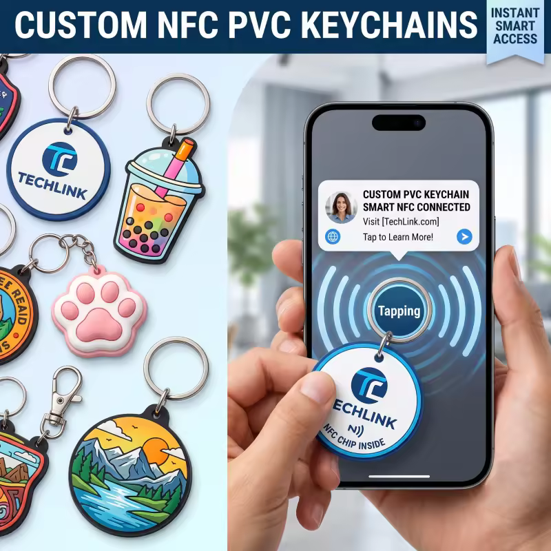 NFC Smart Chip Keychain PVC Keyring Tap To Share Digital Business Card K...