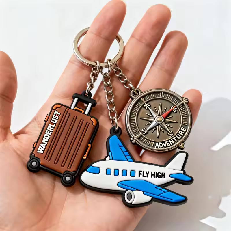 Personalized Design Logo Soft Rubber Keychains Silicone Keyring 2D/3D Ru...