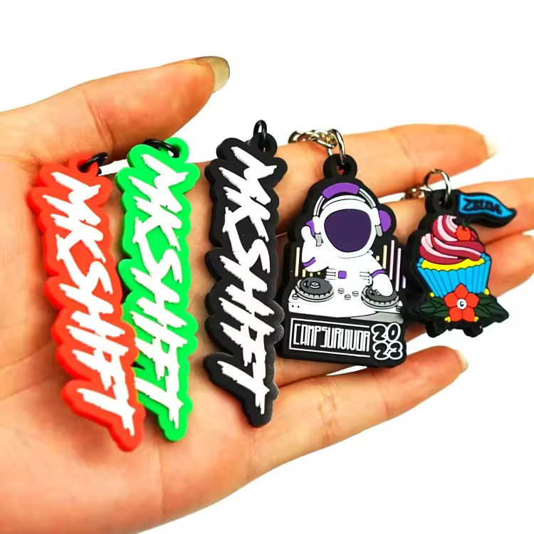 Gift Customised Keyring Ring Key Chains Designer Logo 3D/2D Soft Rubber...
